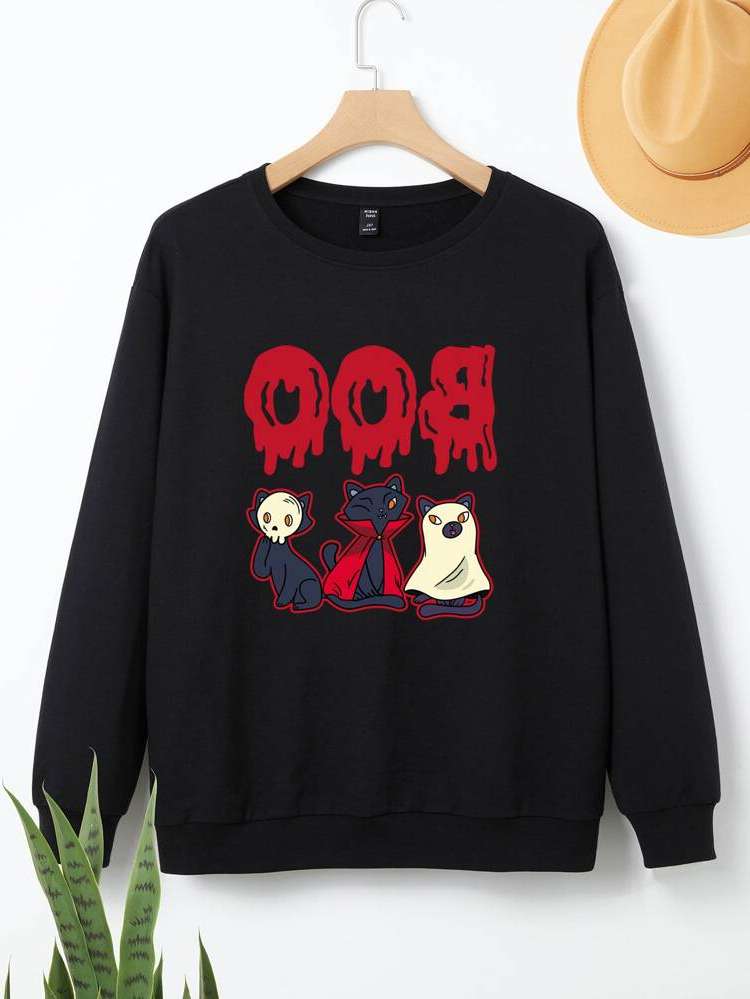  Casual Halloween Long Sleeve Plus Size Sweatshirts 2721