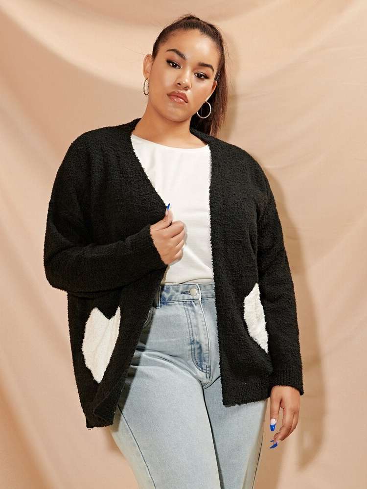  Long Sleeve Regular Plus Size Cardigans 276