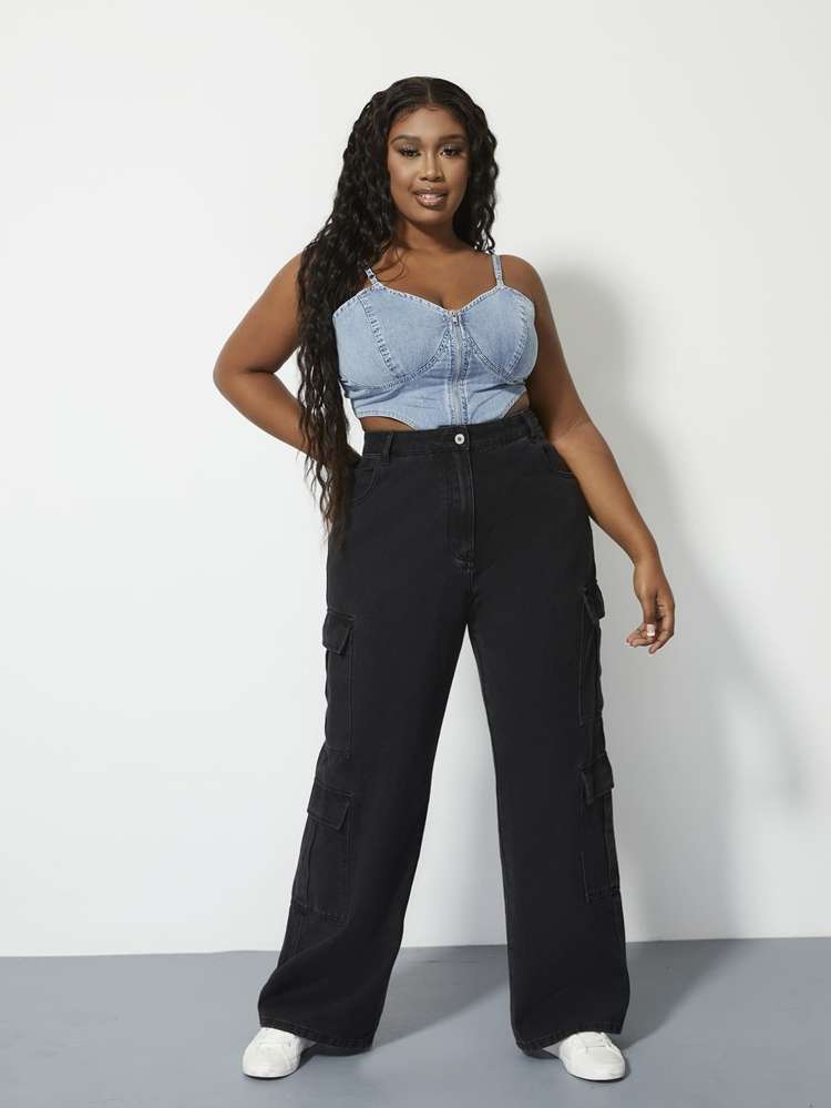 Black Loose Plus Size Denim 844