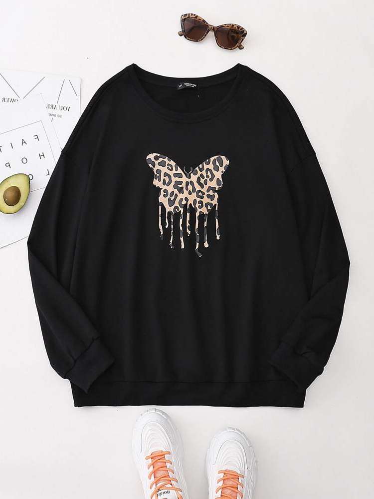  Casual Animal Regular Fit Plus Size Sweatshirts 333