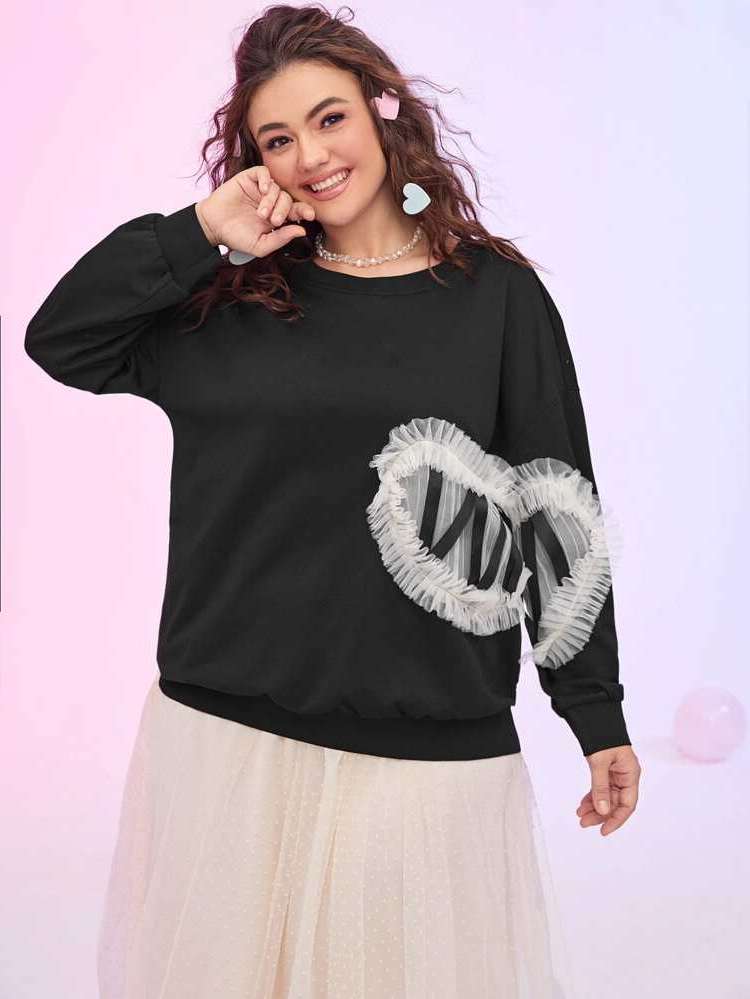 Long Sleeve Round Neck Regular Regular Fit Plus Size Sweatshirts 398