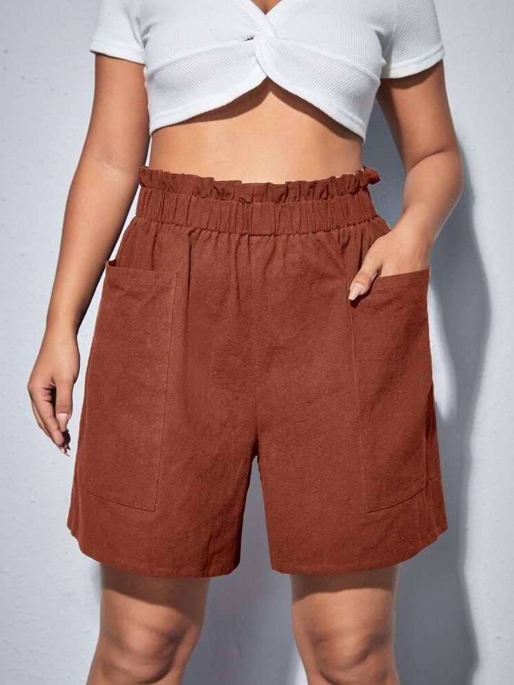  Plain Plus Size Shorts 3507