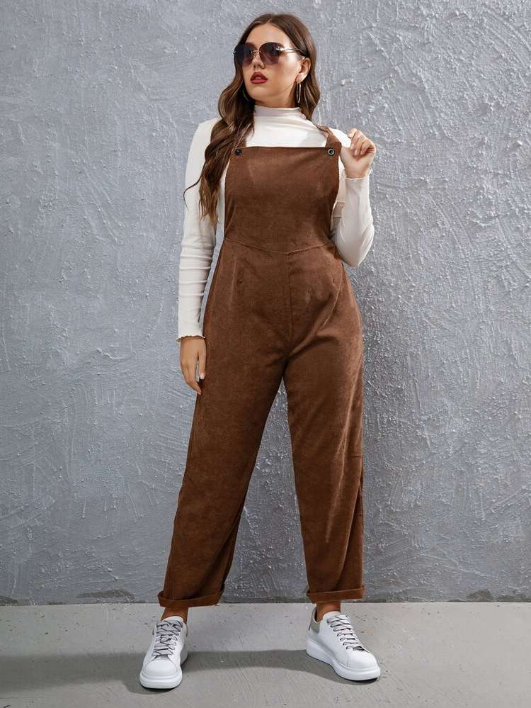  Button Regular Fit Plus Size Jumpsuits 120