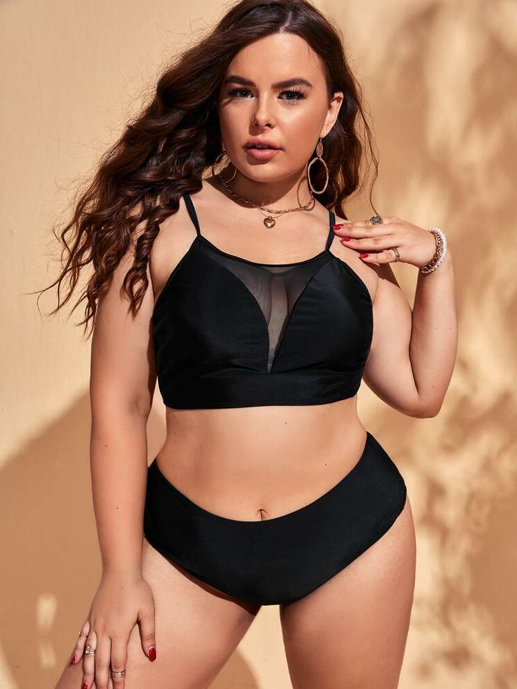  Black  Plus Size Swimwear 215