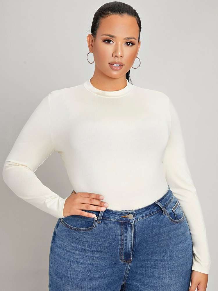  Long Sleeve Regular Fit Plus Size Tops 777