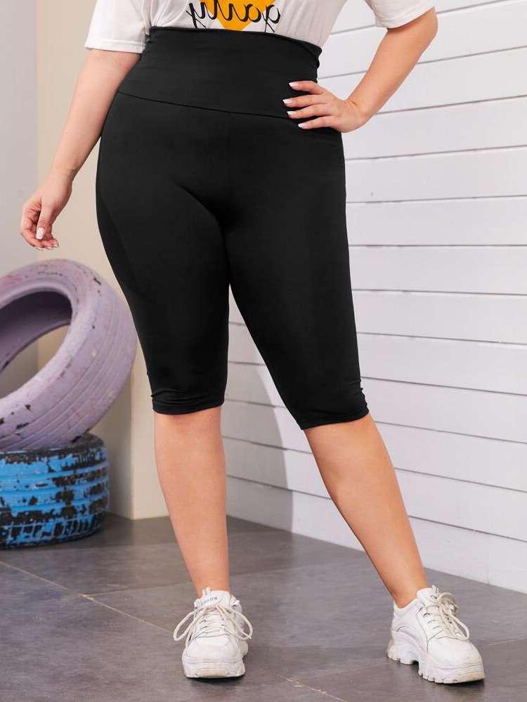 Sporty  Black Plus Size Bottoms 375