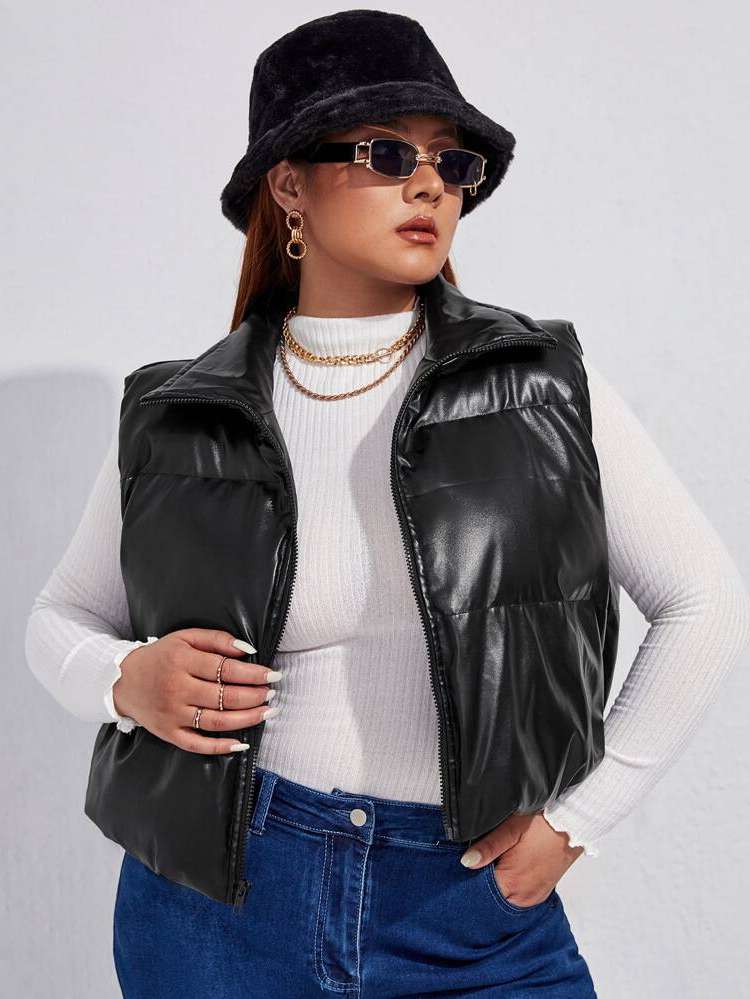 Regular Collar Plain Plus Size Winter Coats 7760