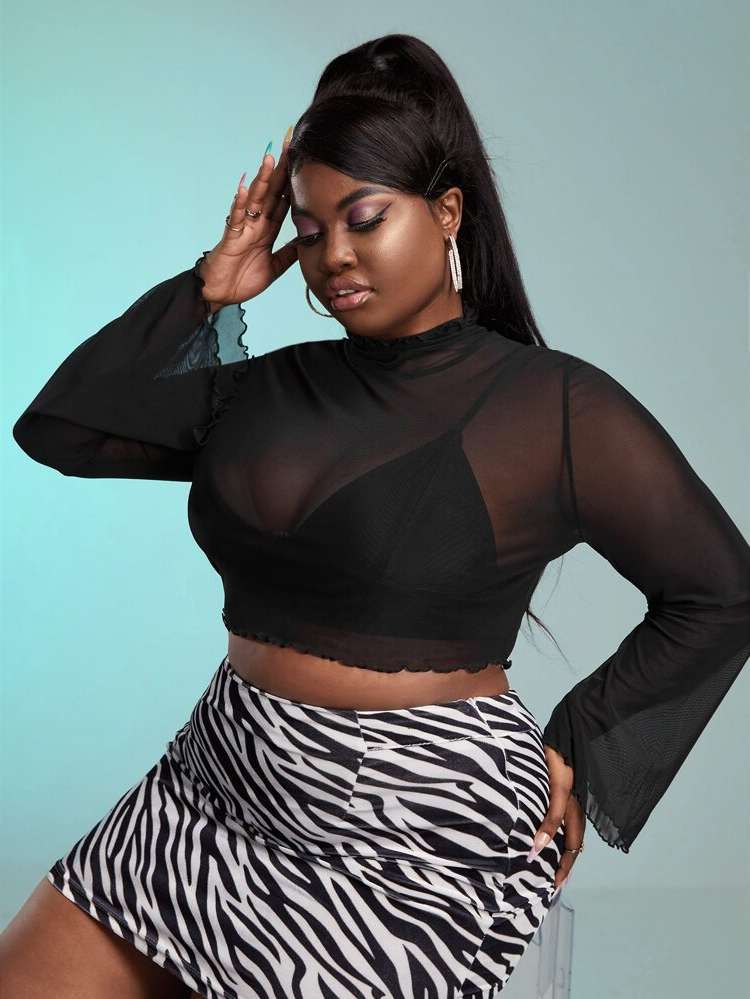  Regular Fit Sexy Crop Plus Size Women Tops 6062