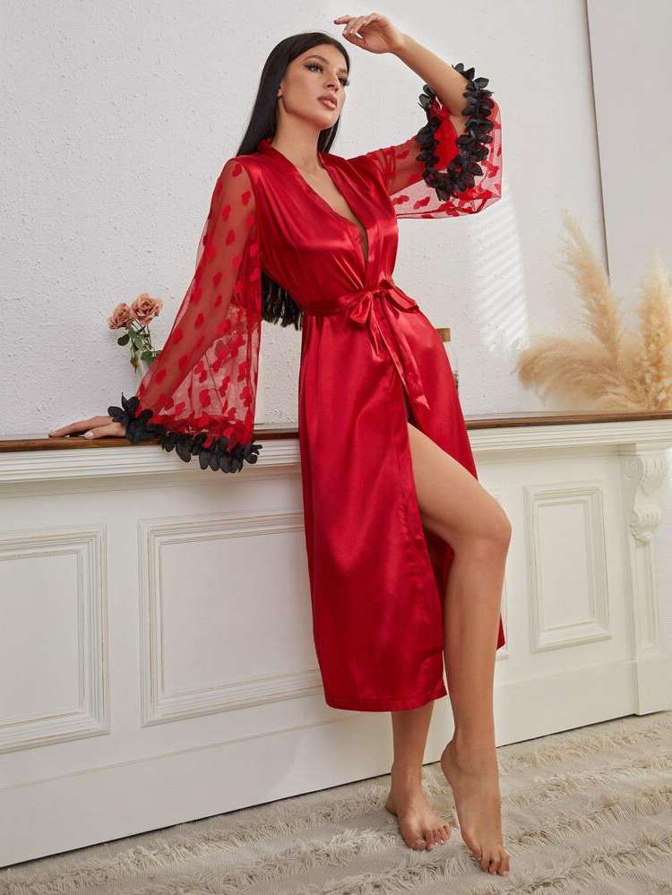 Elegant V neck  Women Robes 2206