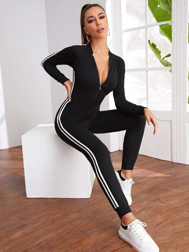   Striped Women Sports Bodysuits  Jumpsuits 705