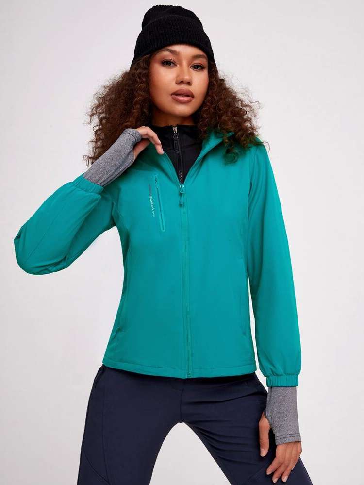  Regular Plain Hooded Women Sports Jackets 936