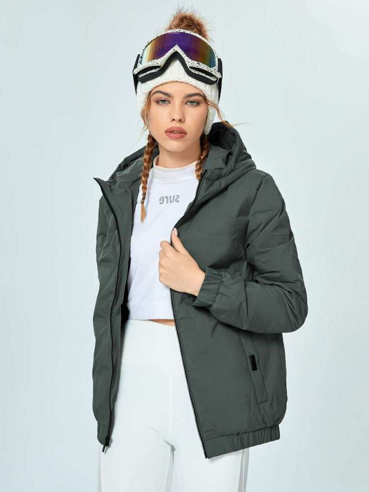 Regular Hooded Plain Women Sports Jackets 8404