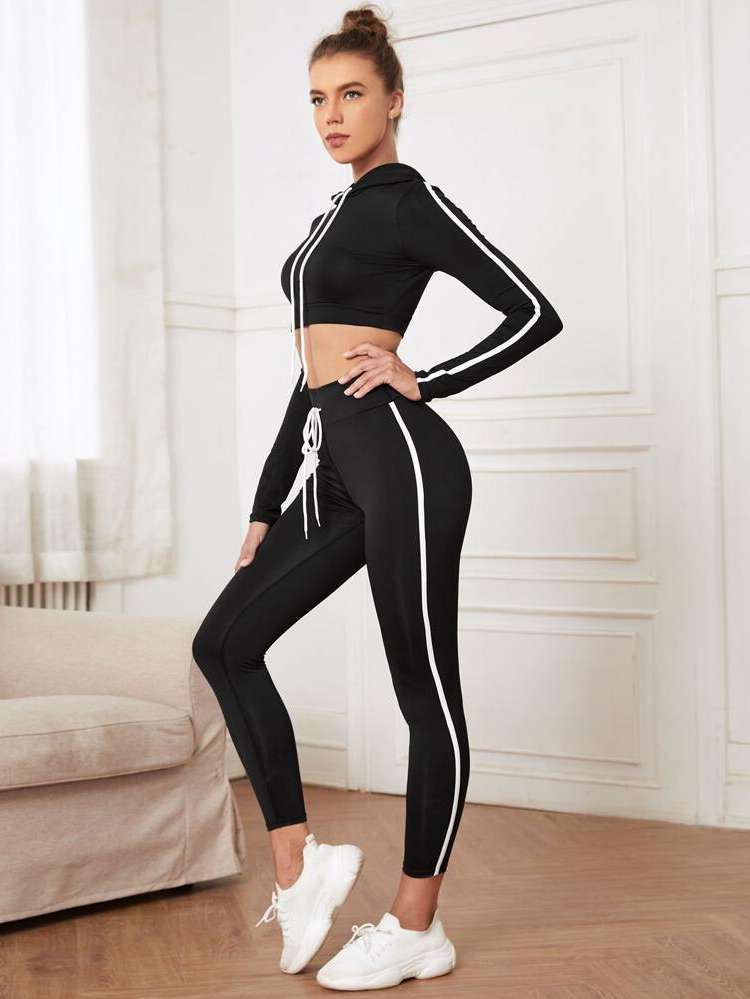 Hooded Black  Women Activewear 3894