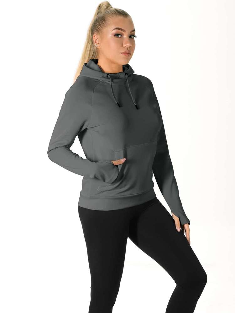  Plain Drawstring Women Sports Sweatshirts 1232