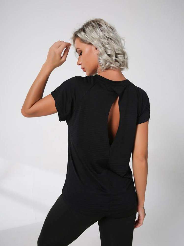 Black Regular Regular Fit Round Neck Sports 6083