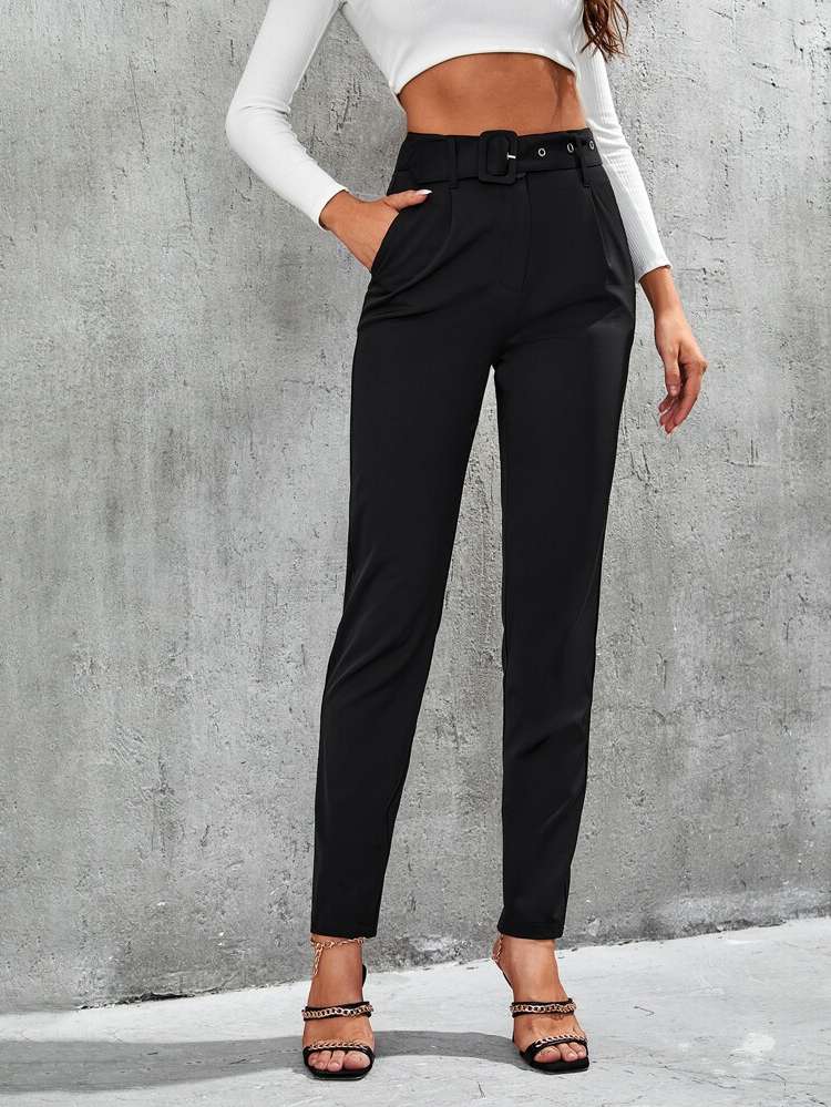 Black Regular Fit Women Suit Pants 6849