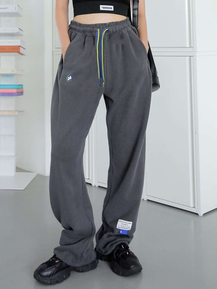  Letter Patched Regular Fit Women Sweatpants 1356