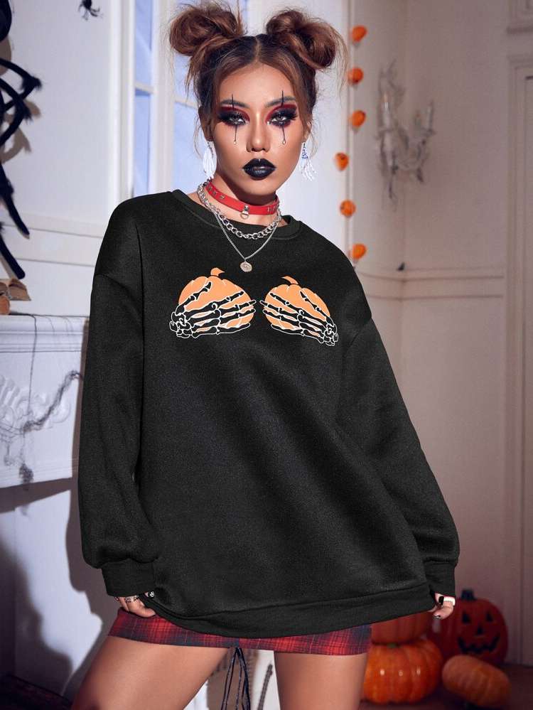  Casual Black Women Sweatshirts 917