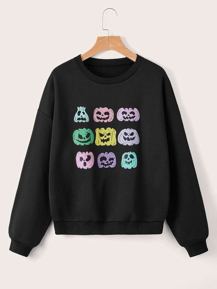 Black Casual Long Sleeve Women Sweatshirts 921