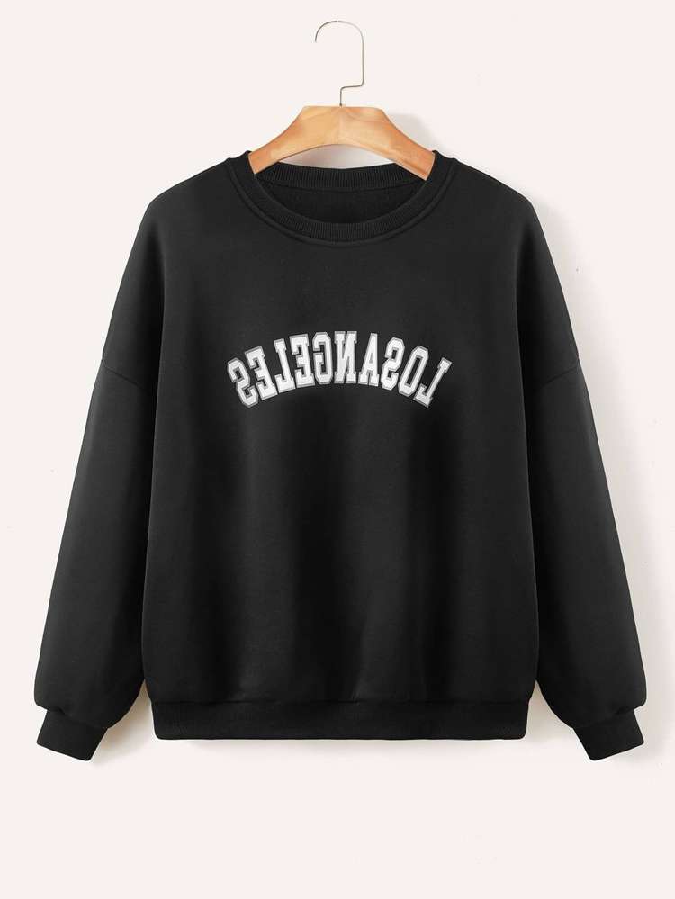 Letter Long Sleeve Regular Women Sweatshirts 843