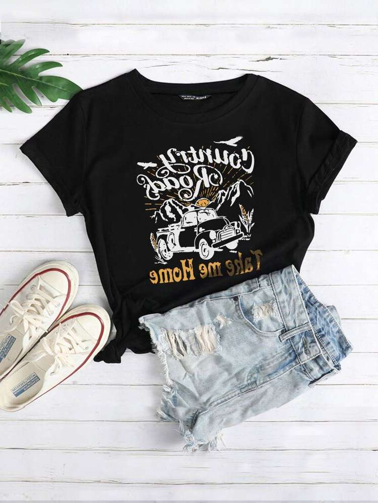 Black Regular Fit Regular Casual Women T-Shirts 4986