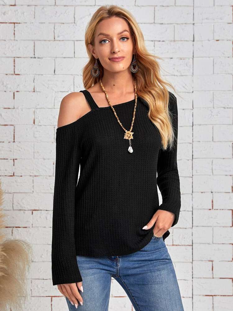  Plain Black Women Tops, Blouses  Tee 6184