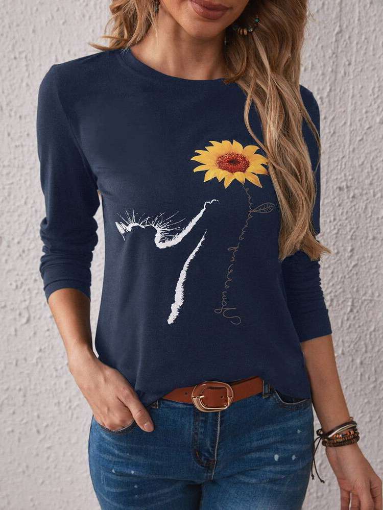  Black Floral Women T-Shirts 4964