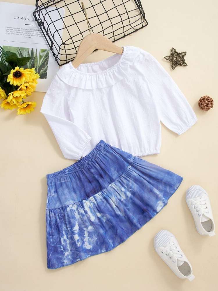 Regular Fit Cute Ruffle Hem Baby  Mom 1027