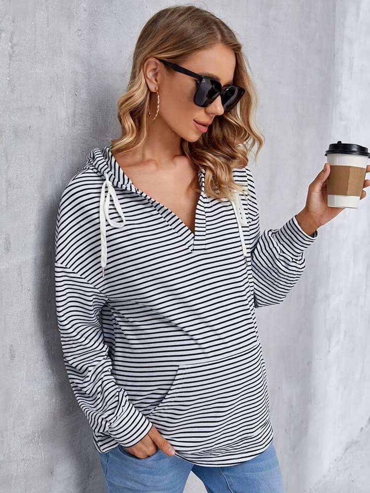 Striped Regular Blue and White Casual Maternity 7781