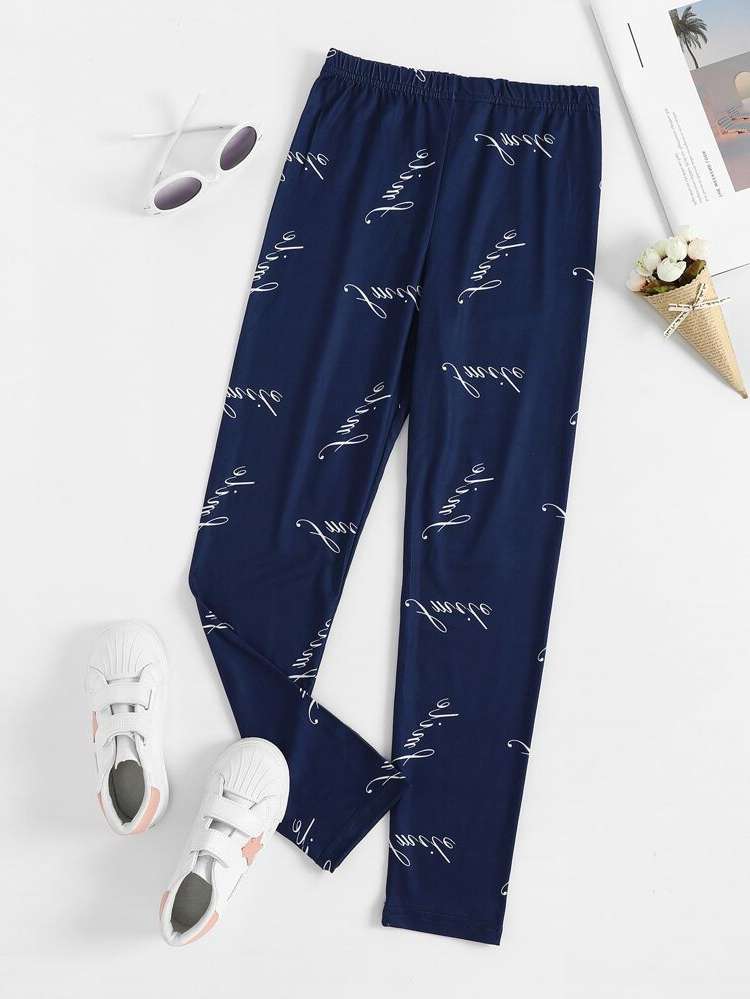 Blue and White  Girls Leggings 5115