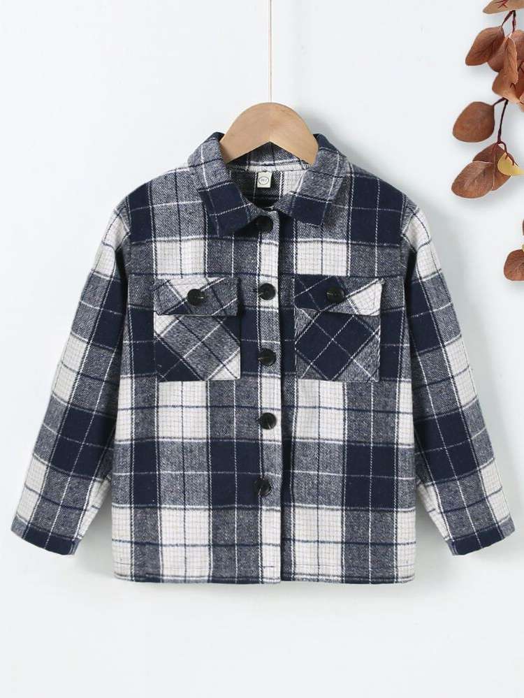 Collar Casual Plaid Regular Fit Kids Clothing 541