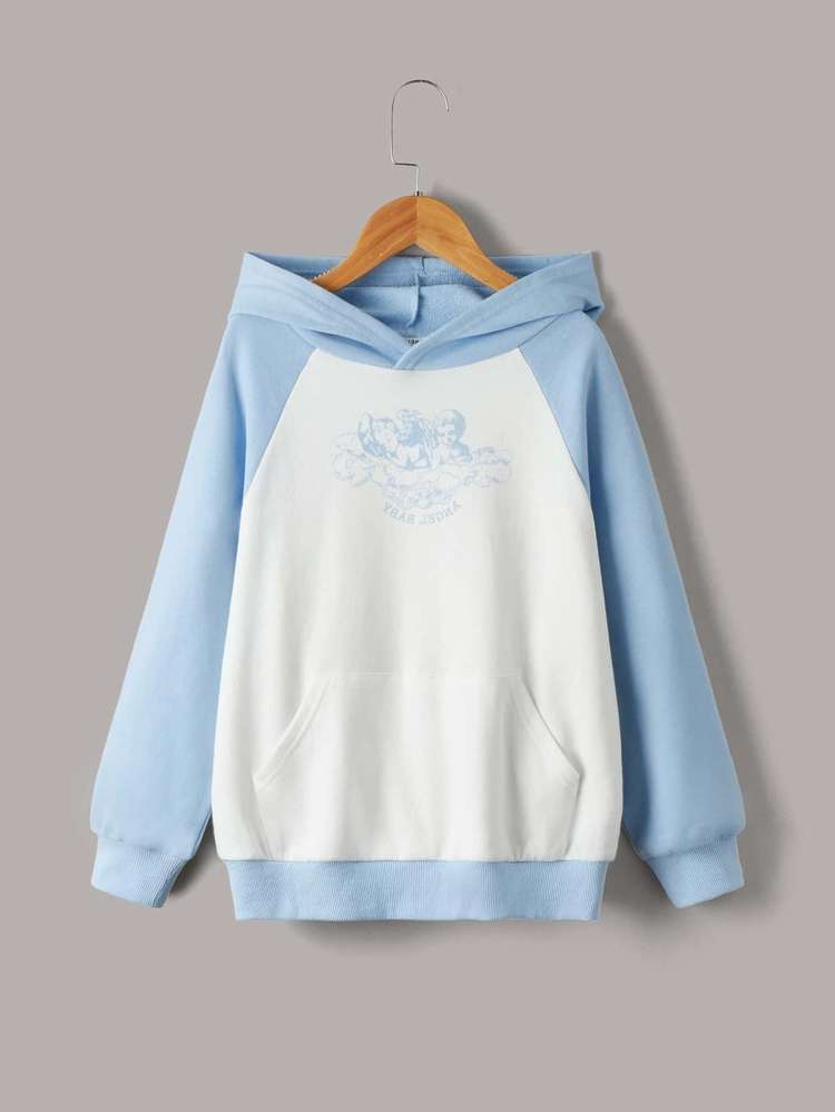 Regular Blue and White Pocket Girls Sweatshirts 4