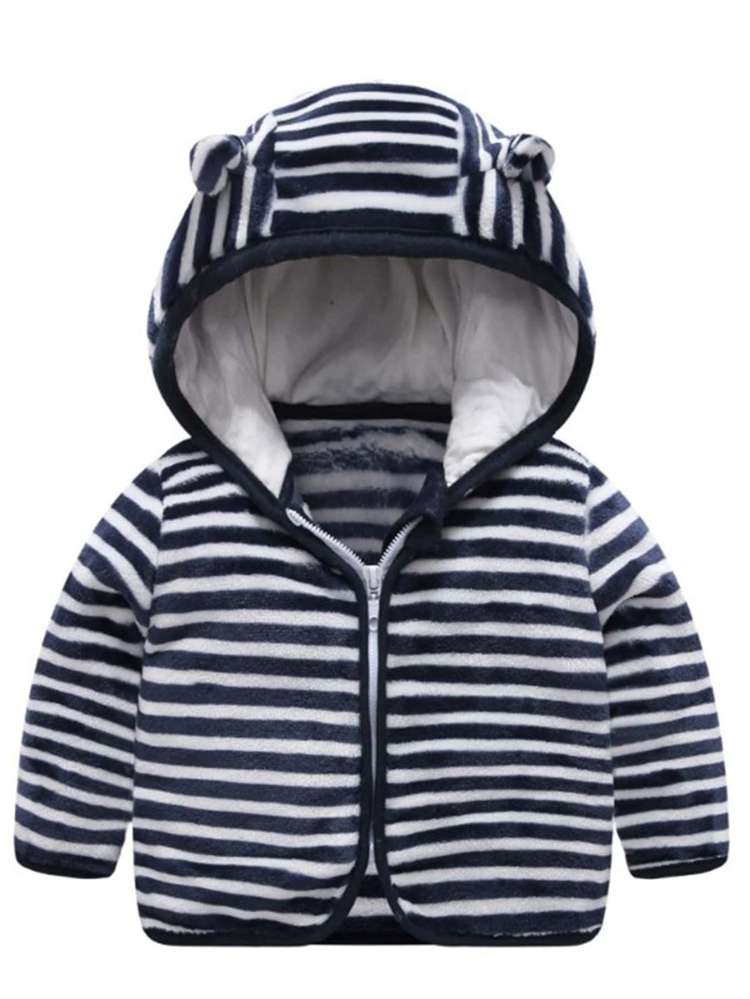 Regular Fit Hooded Blue and White Toddler Boys Clothing 408