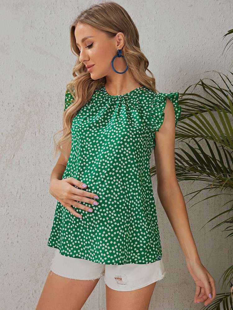 Sleeveless Ruffle Round Neck Maternity 5245