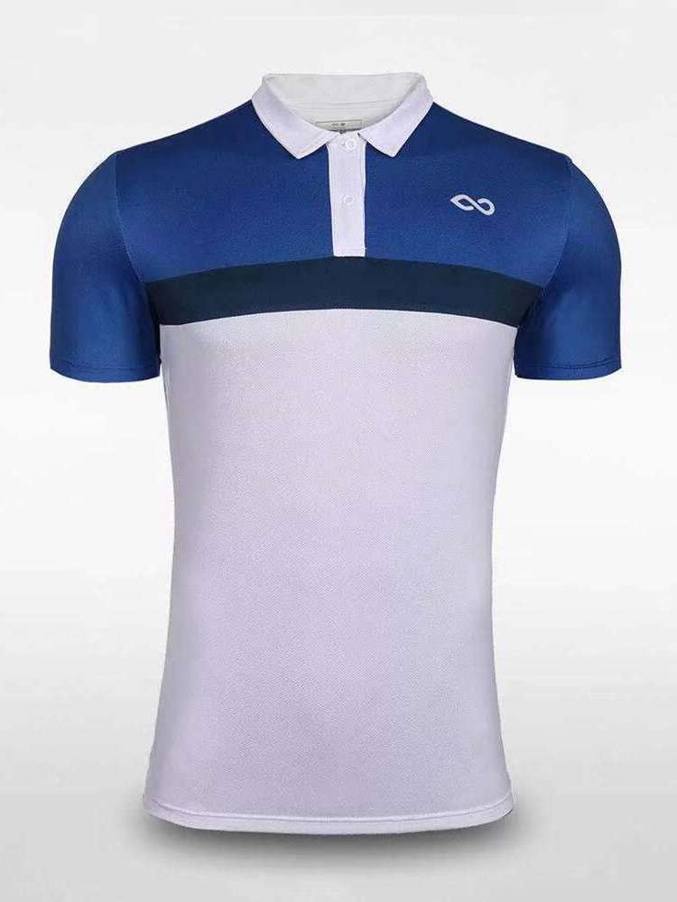 Regular Fit Regular Blue and White Men Tops 3670