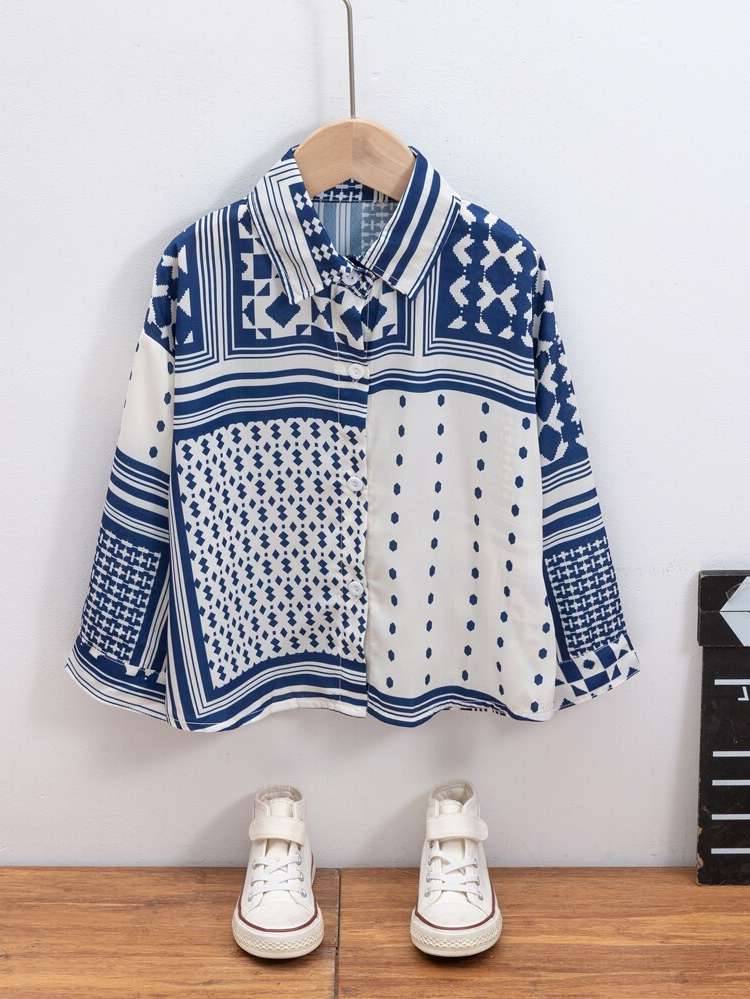 Regular Blue and White Regular Fit Kids Clothing 5560