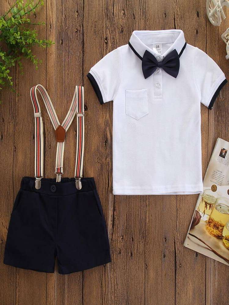 Polo Regular Fit Preppy Toddler Boy Two-piece Outfits 8468