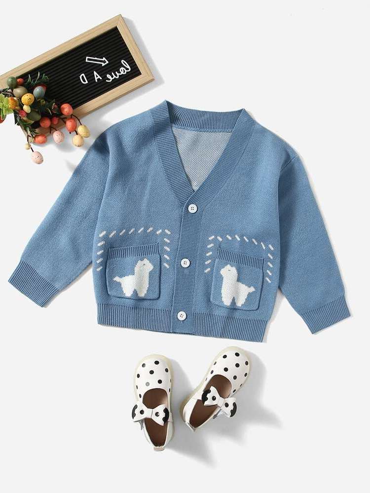 Casual V neck Blue and White Button Kids Clothing 8590