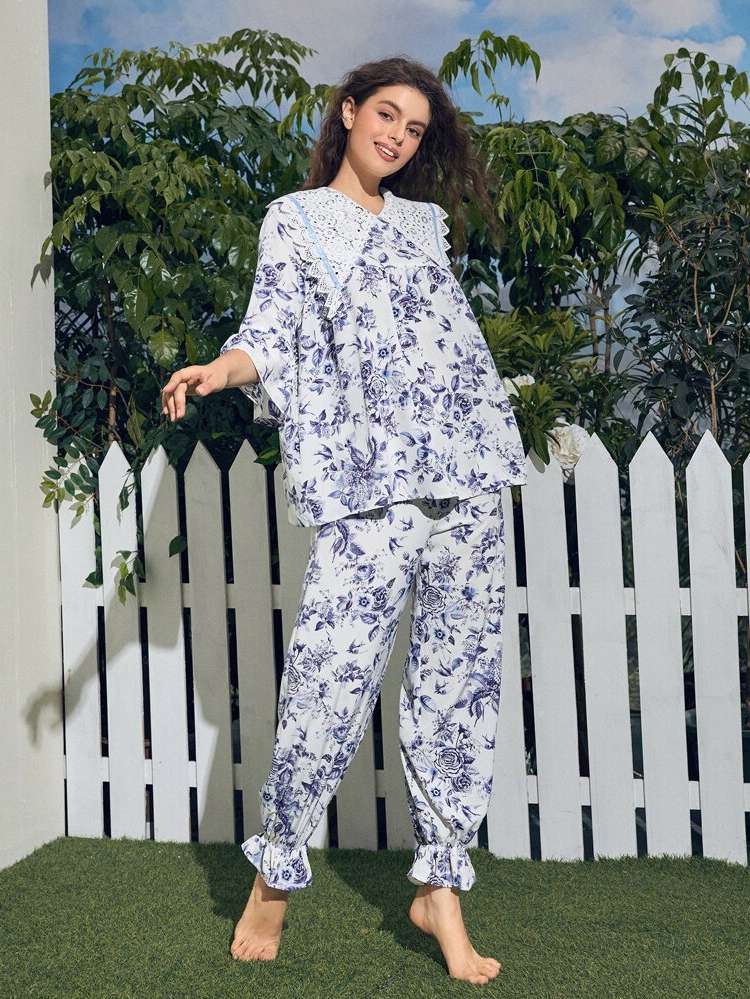   Three Quarter Length Sleeve Women Sleepwear 958