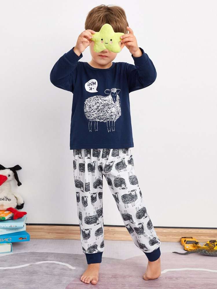 Blue and White  Long Sleeve Boys Loungewear 331