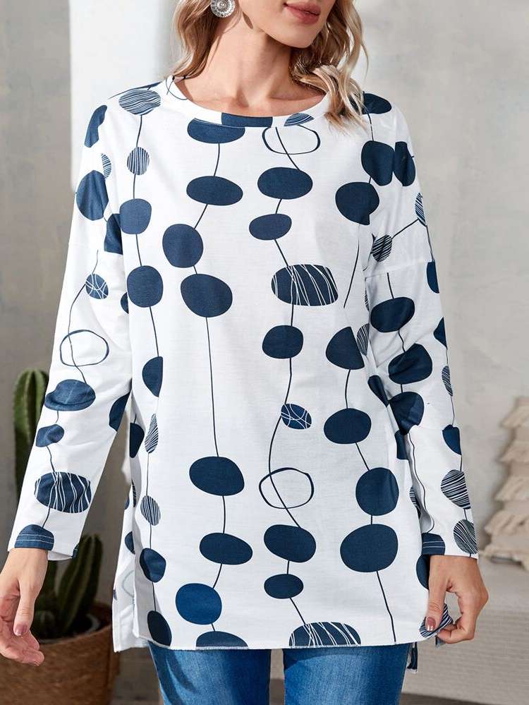 Casual Long Sleeve All Over Print Women Clothing 115