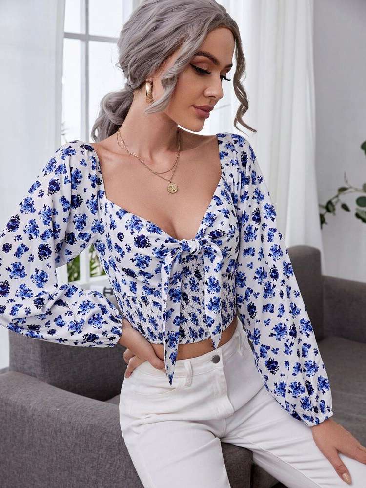  Sweetheart Boho Long Sleeve Women Blouses 7557