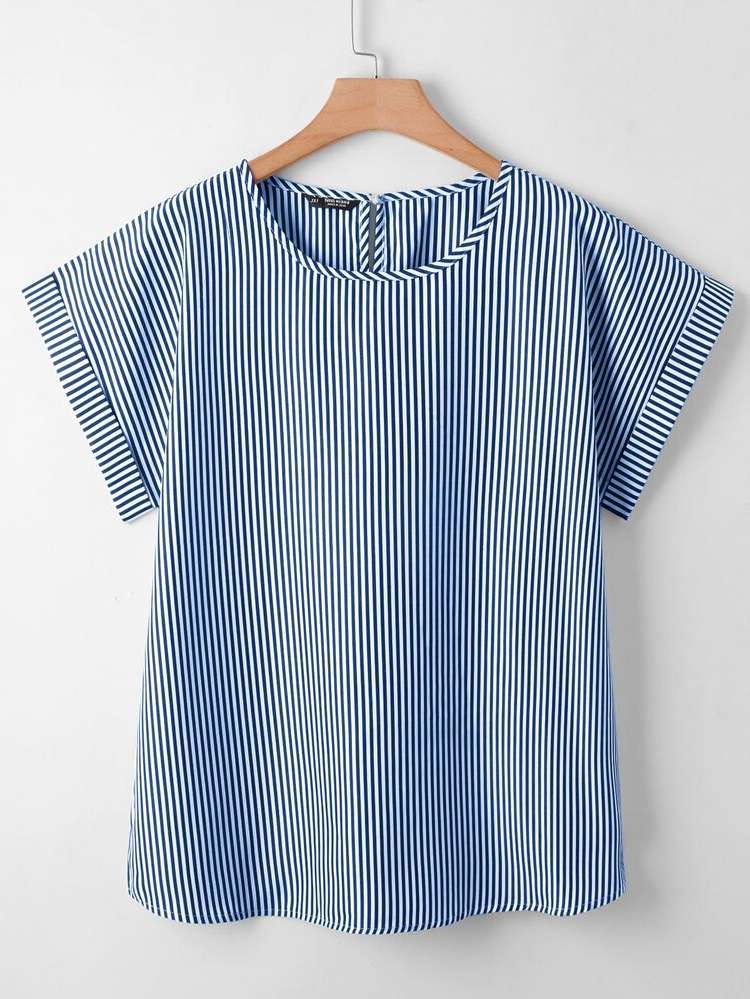 Casual Striped Button Women Plus Clothing 4638