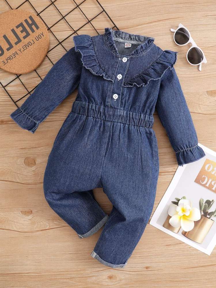 Stand Collar  Long Sleeve Baby Denim 8912