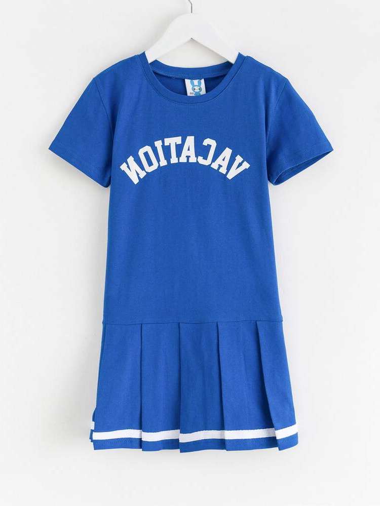 Preppy Round Neck Short Sleeve Letter Kids Clothing 9561