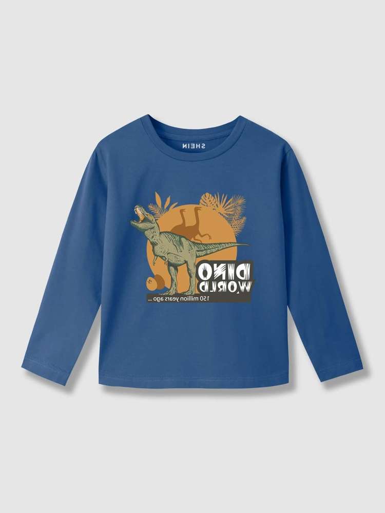 Dinosaur Casual Long Sleeve Toddler Boys Tops 6056