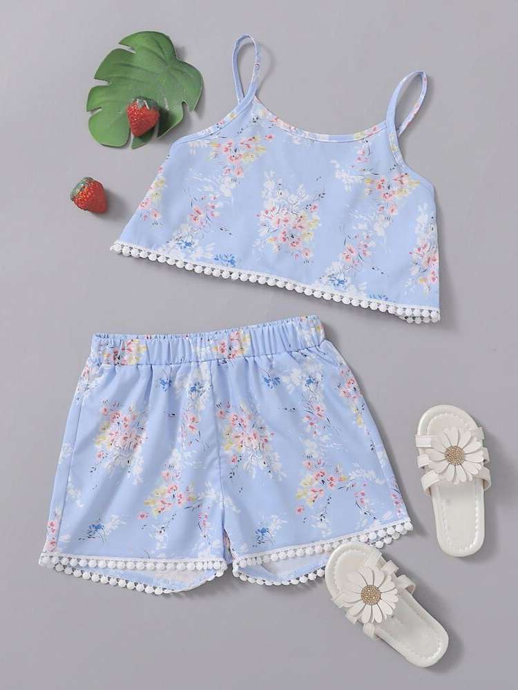 Floral Boho Sleeveless Blue Toddler Girls Clothing 2581