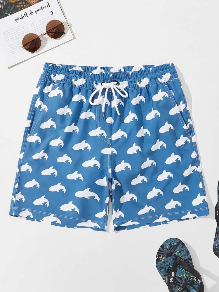  Blue Animal Men Swimwear 5433