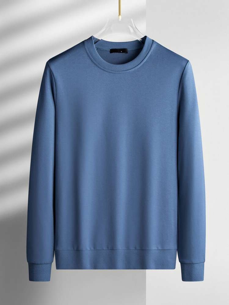 Regular Fit Basics Round Neck Blue Men Sweatshirts 918