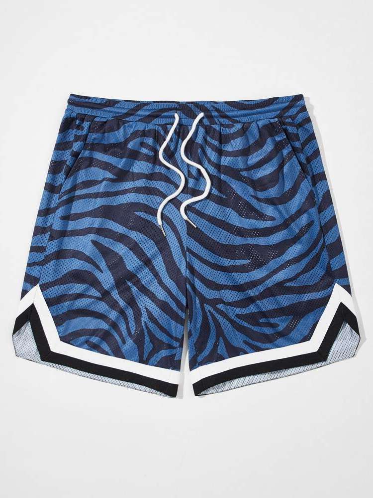 Striped Drawstring Regular Fit Men Shorts 87